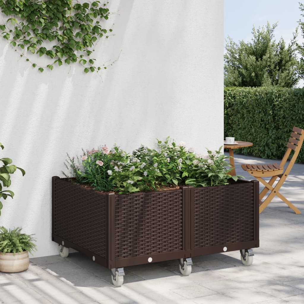 Vetonek Jardinera con ruedas PP marrón 100x80x54 cm