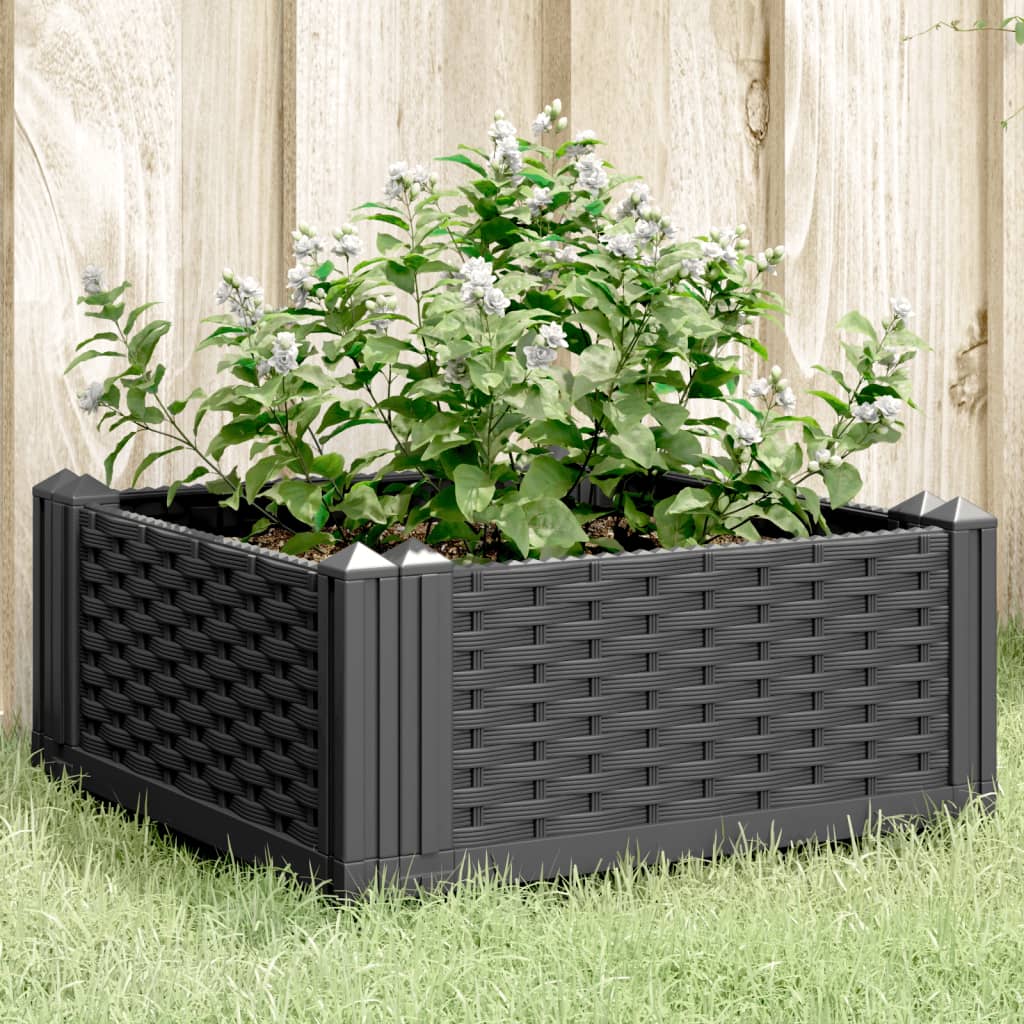 Vetonek Jardinera con clavijas PP negro 42,5x42,5x28,5 cm