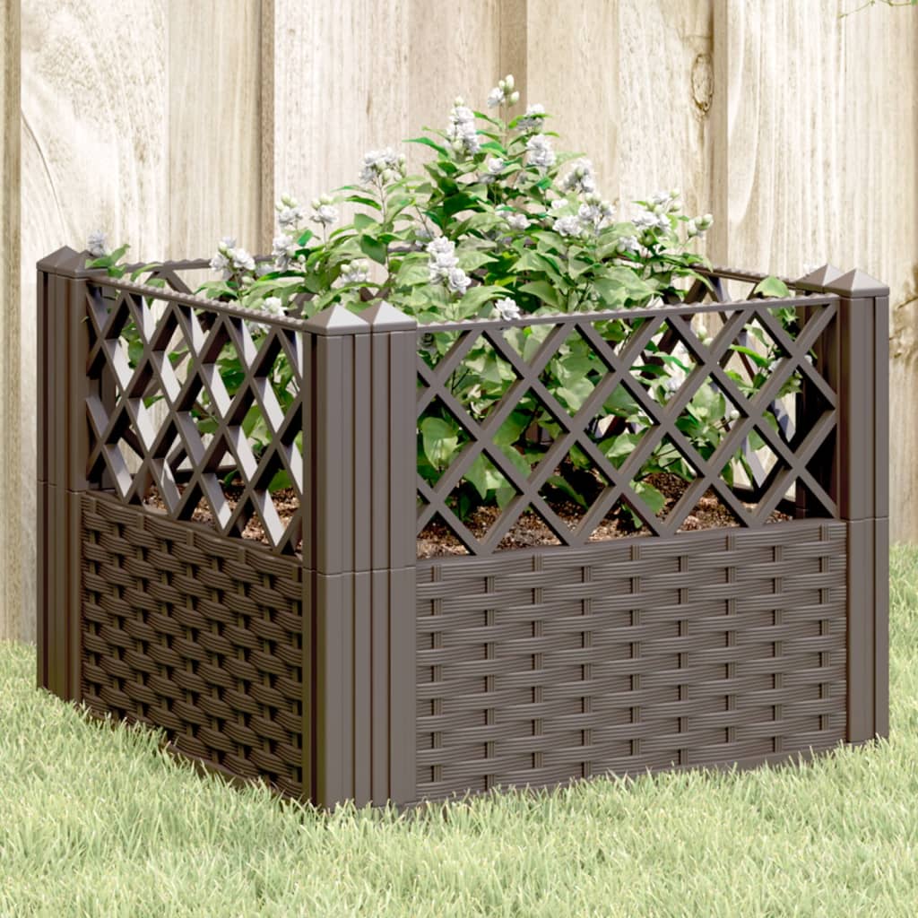 Vetonek Jardinera con clavijas PP marrón 43,5x43,5x43,5 cm