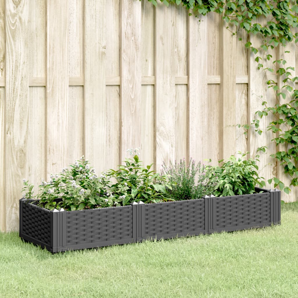 Vetonek Jardinera con clavijas PP negro 125x40x28,5 cm