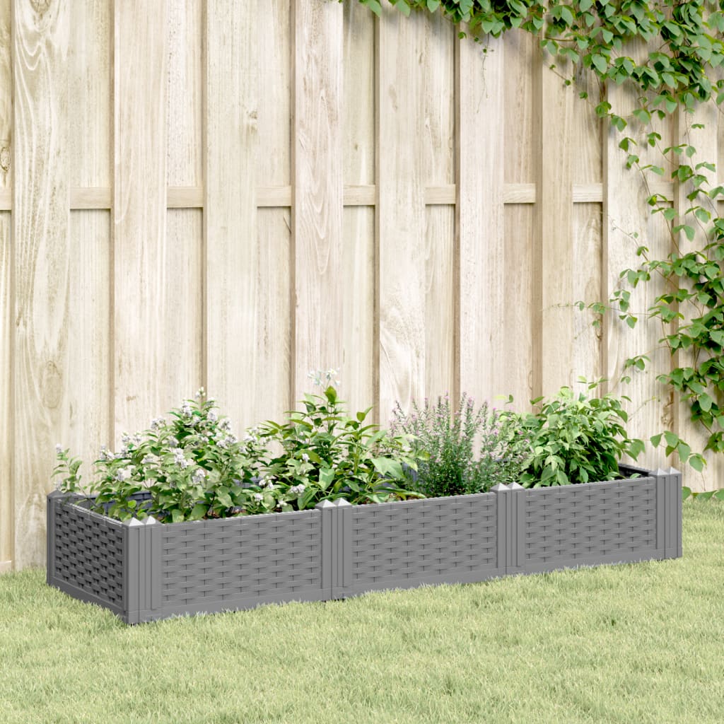 Vetonek Jardinera con clavijas PP gris claro 125x40x28,5 cm