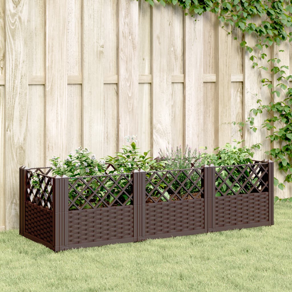 Vetonek Jardinera con clavijas PP marrón 123,5x43,5x43,5 cm