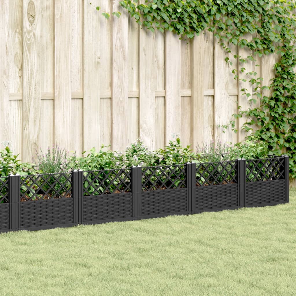 Vetonek Jardinera con clavijas PP negro 363,5x43,5x43,5 cm