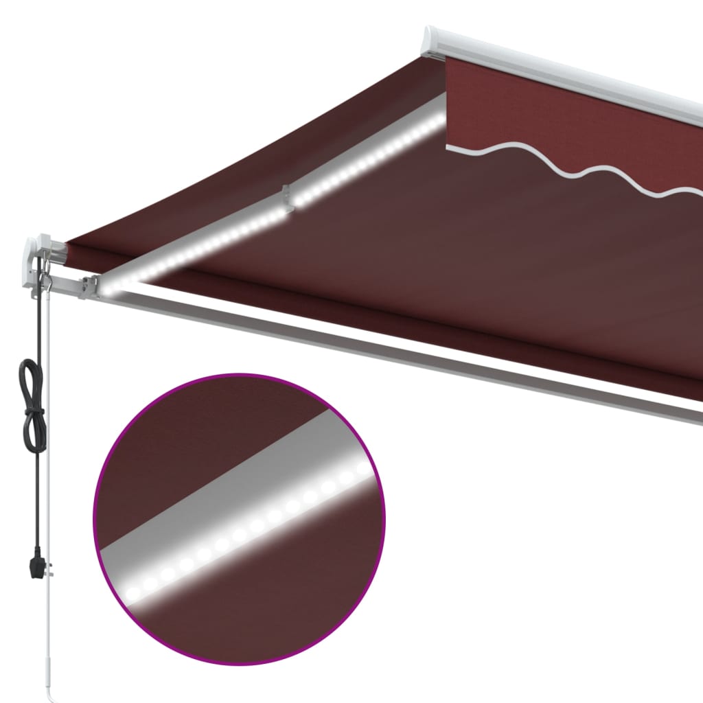 Automatic retractable awning with burgundy LED lights 400x300 cm V2798 Vetonek