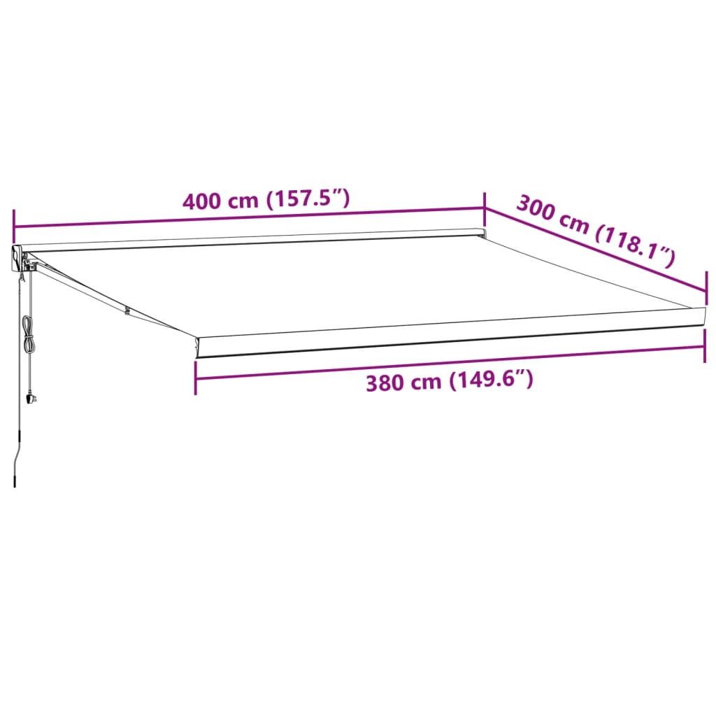 Burgundy automatic retractable awning 400x300 cm V6345 Vetonek