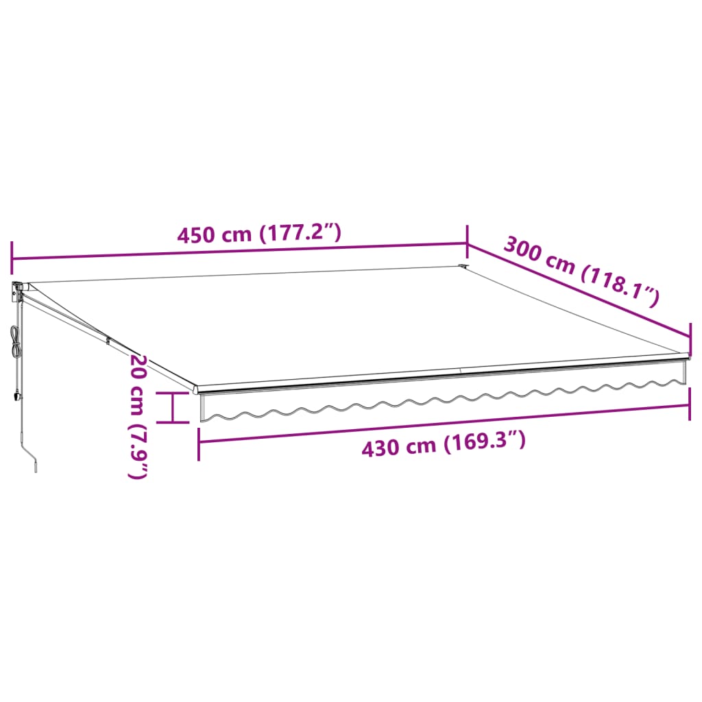 Brown automatic retractable awning 450x300 cm V0151 Vetonek