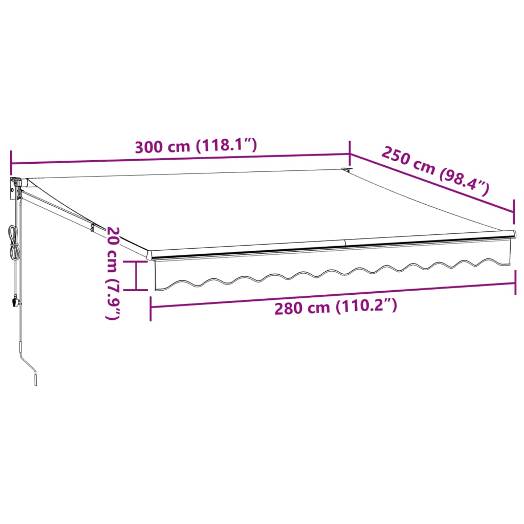 Burgundy automatic retractable awning 300x250 cm V0175 Vetonek