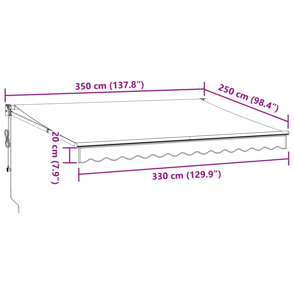 Brown automatic retractable awning 350x250 cm V0182 Vetonek