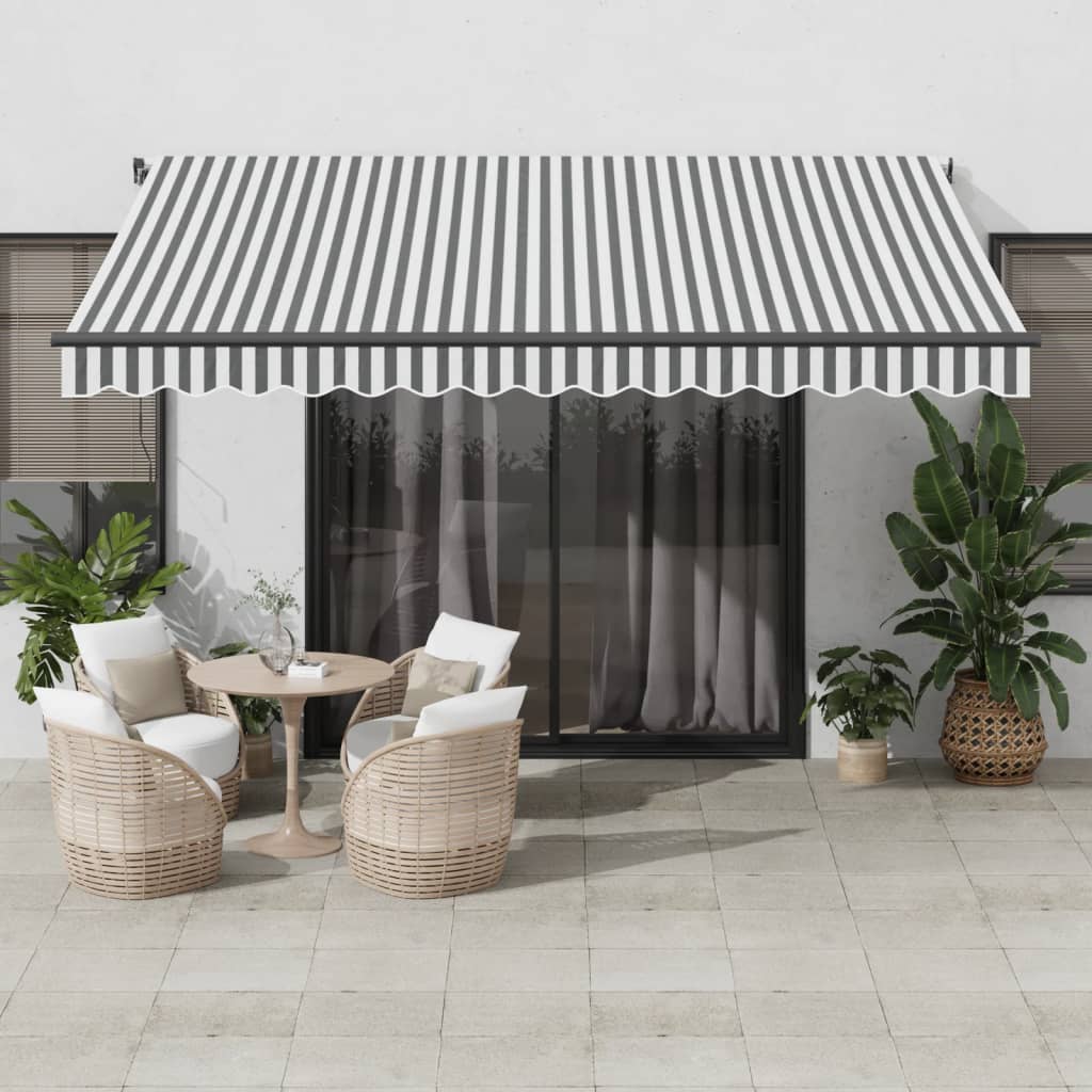 Vetonek Toldo retráctil manual gris antracita y blanco 400x350 cm