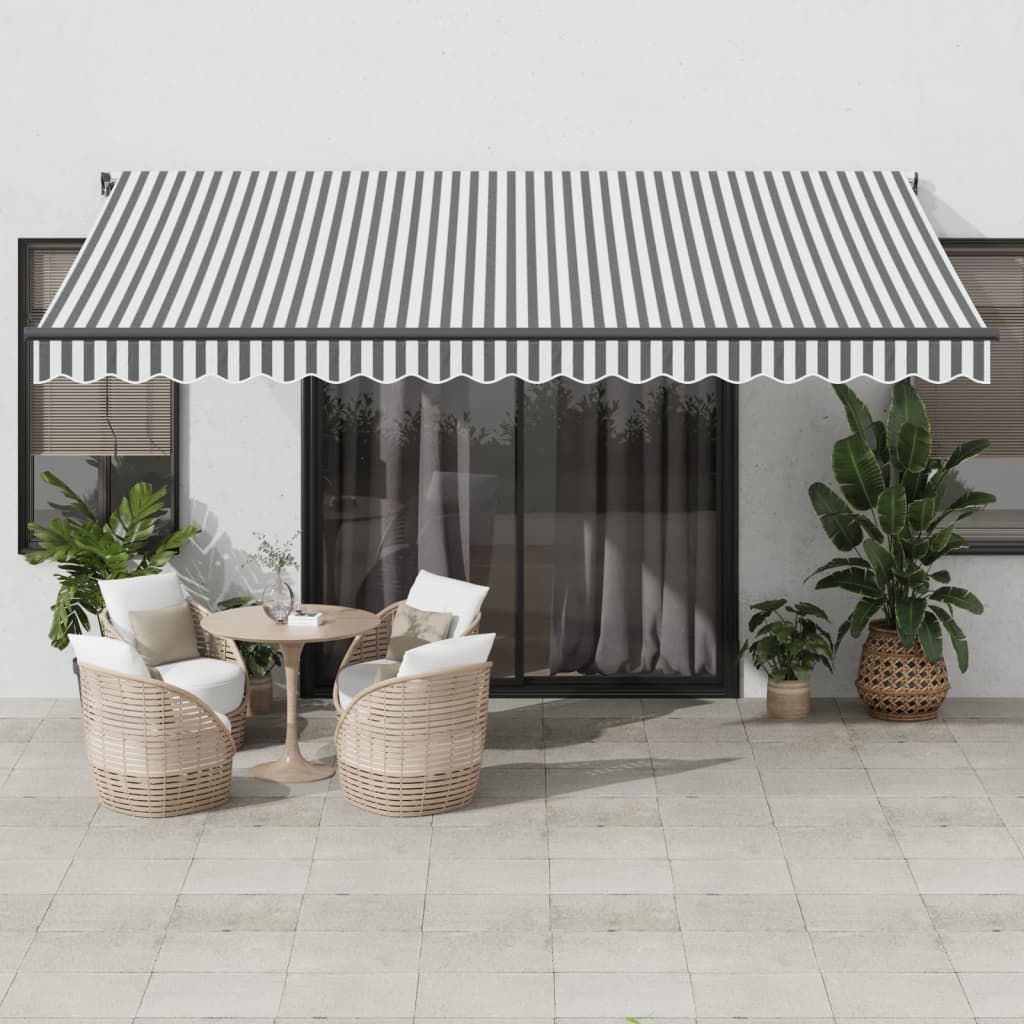 Vetonek Toldo retráctil manual gris antracita y blanco 450x350 cm