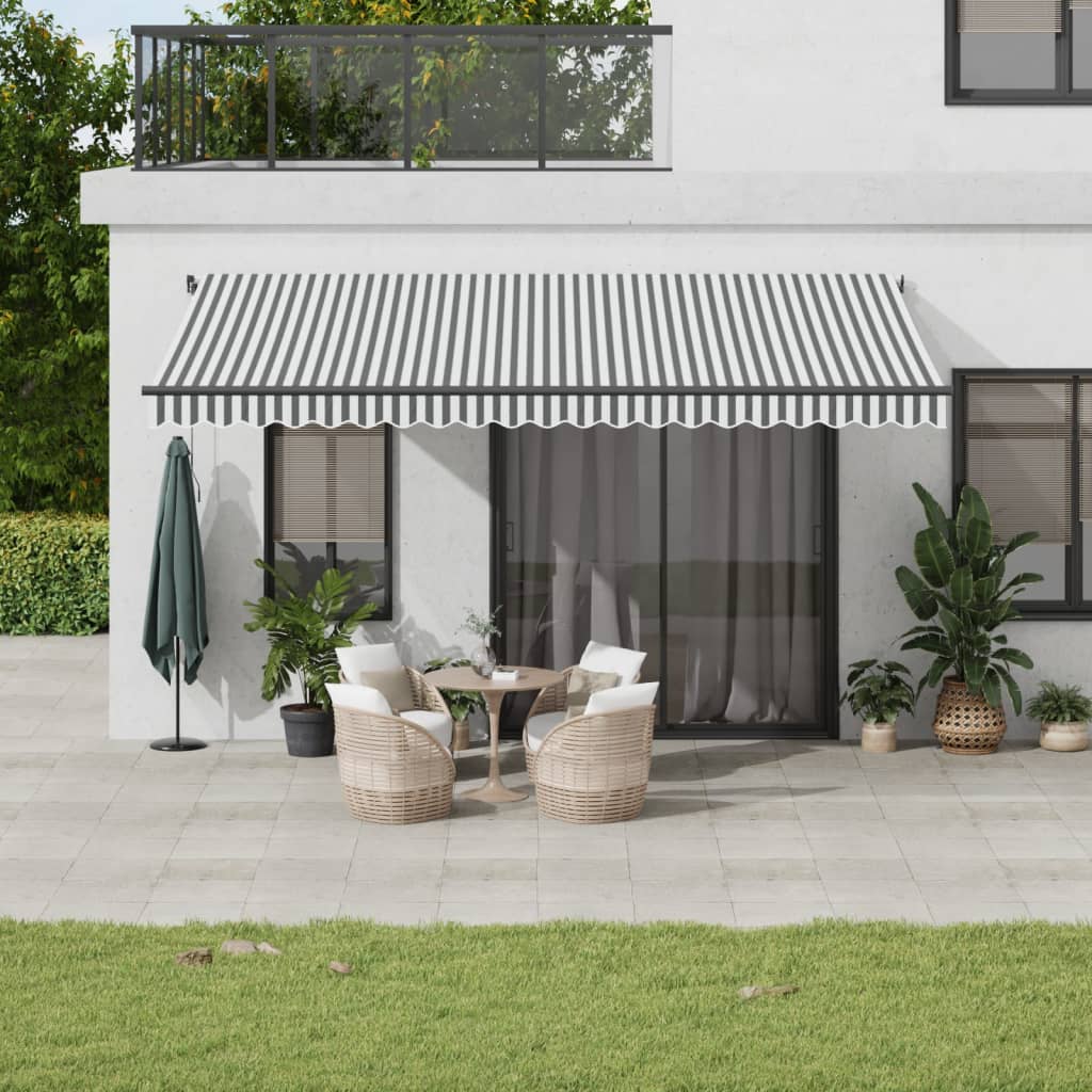 Vetonek Toldo retráctil manual gris antracita y blanco 500x350 cm