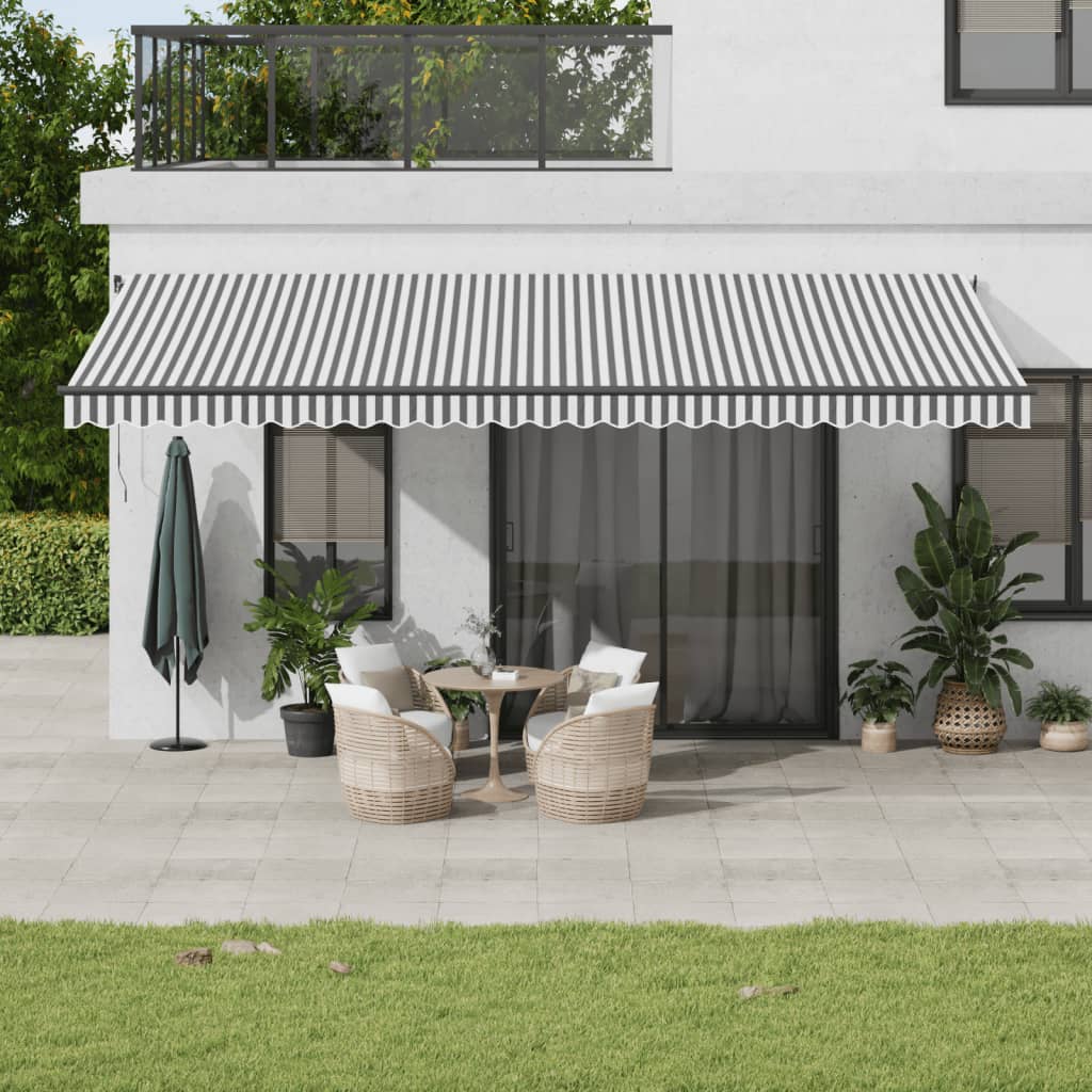 Vetonek Toldo retráctil manual gris antracita y blanco 600x350 cm