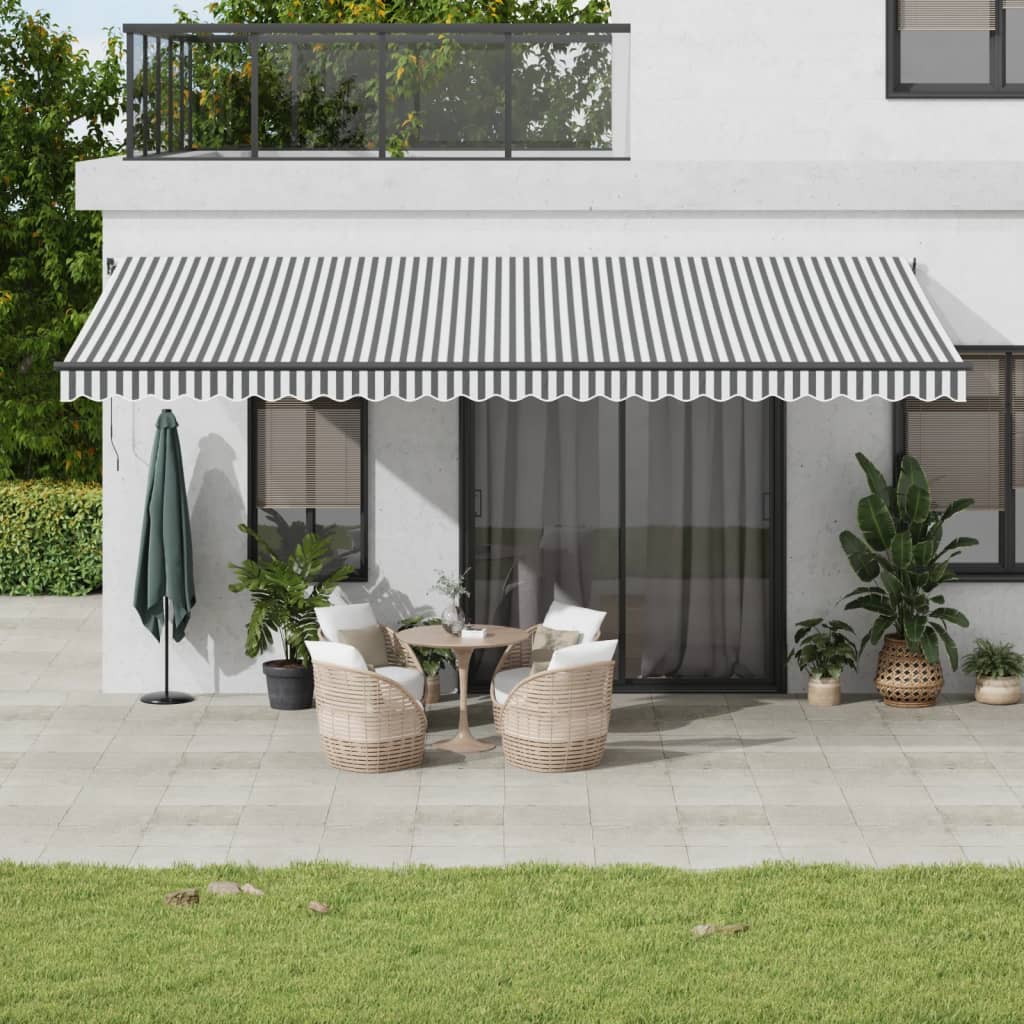 Vetonek Toldo retráctil automático gris antracita y blanco 600x350 cm