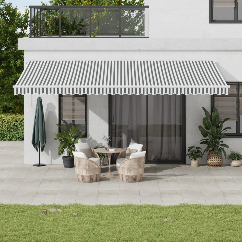 Vetonek Toldo retráctil manual gris antracita y blanco 600x300 cm