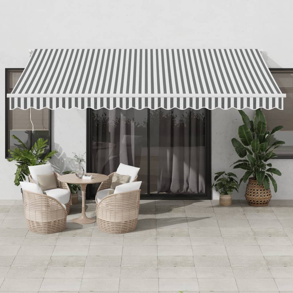 Vetonek Toldo retráctil manual gris antracita y blanco 450x300 cm