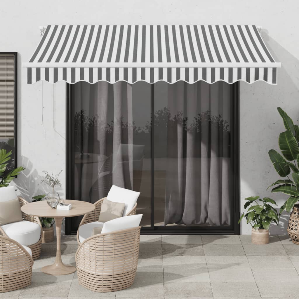 Vetonek Toldo retráctil manual gris antracita y blanco 300x250 cm