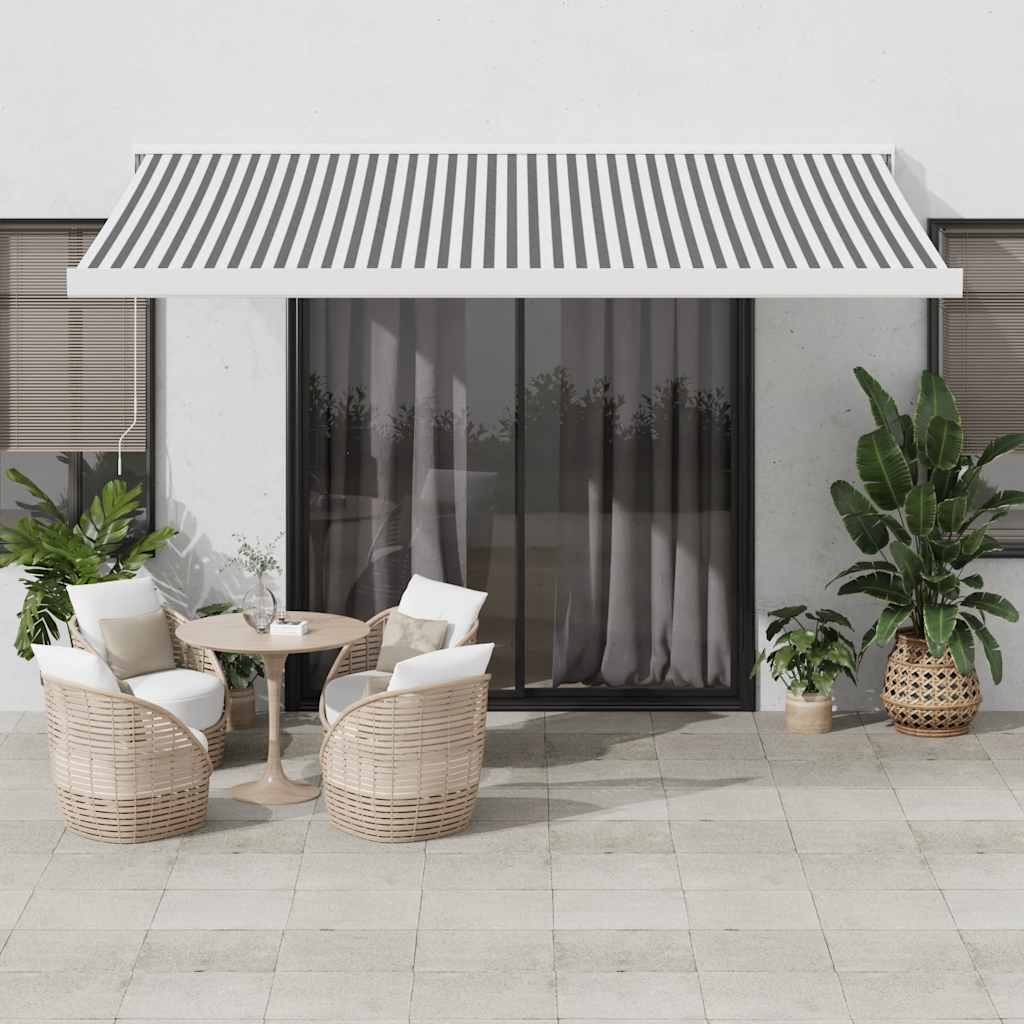 Vetonek Toldo retráctil aluminio y tela gris antracita y blanco 4x3 m