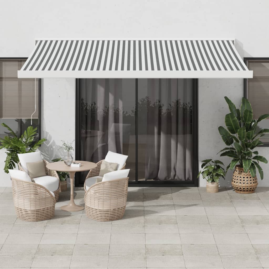 Vetonek Toldo retráctil aluminio y tela gris antracita y blanco 4,5x3 m