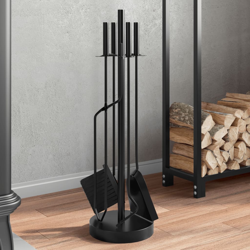 Vetonek Set de herramientas para chimenea 5 piezas acero 18x66 cm