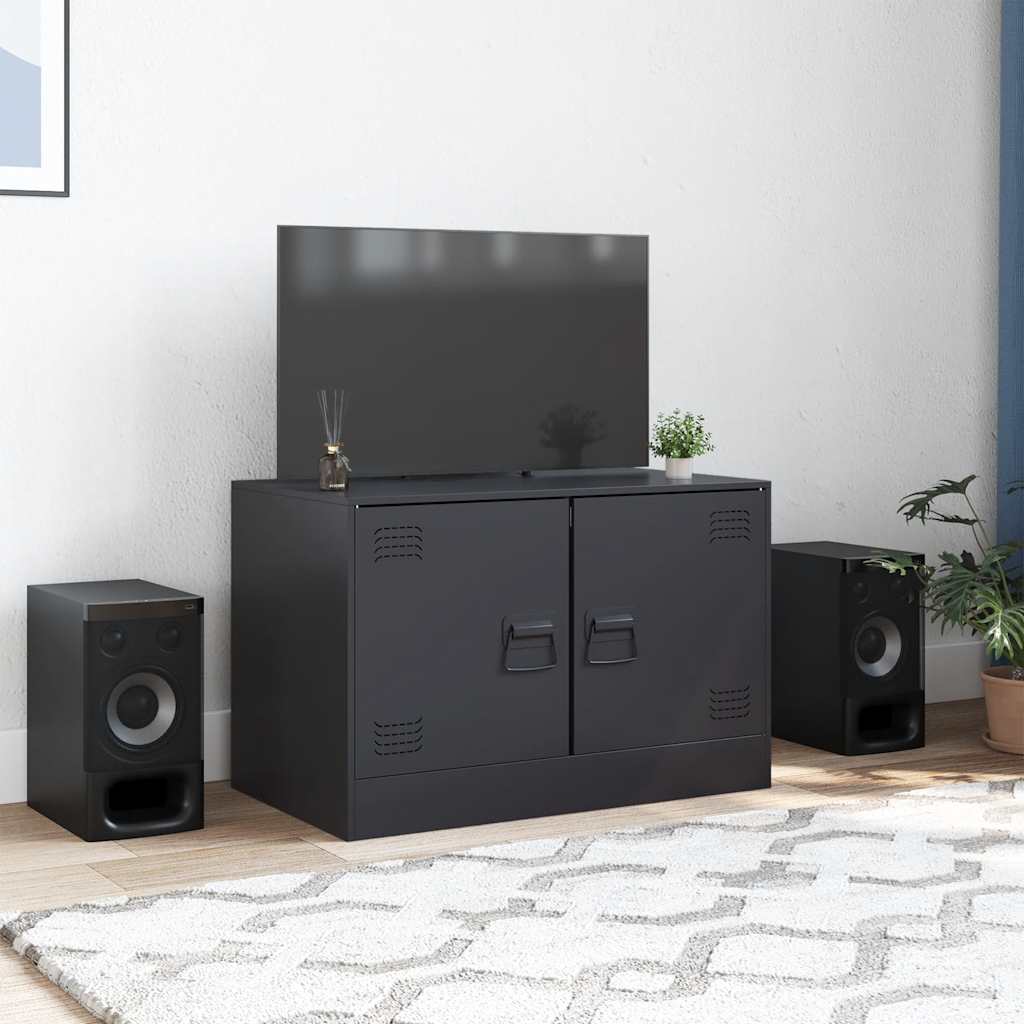 Vetonek Mueble para TV de acero negro 67x39x44 cm