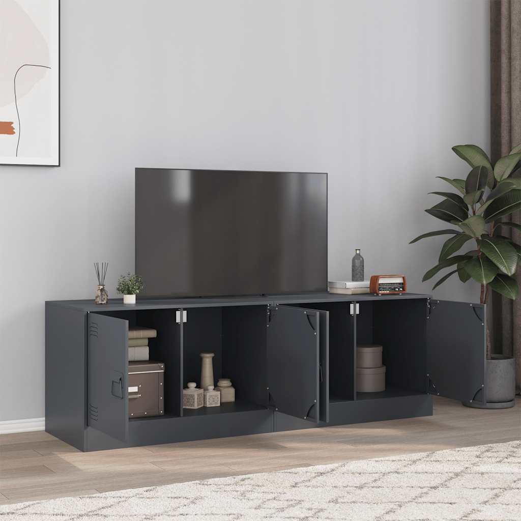 Vetonek Muebles para TV 2 unidades acero gris antracita 67x39x44 cm