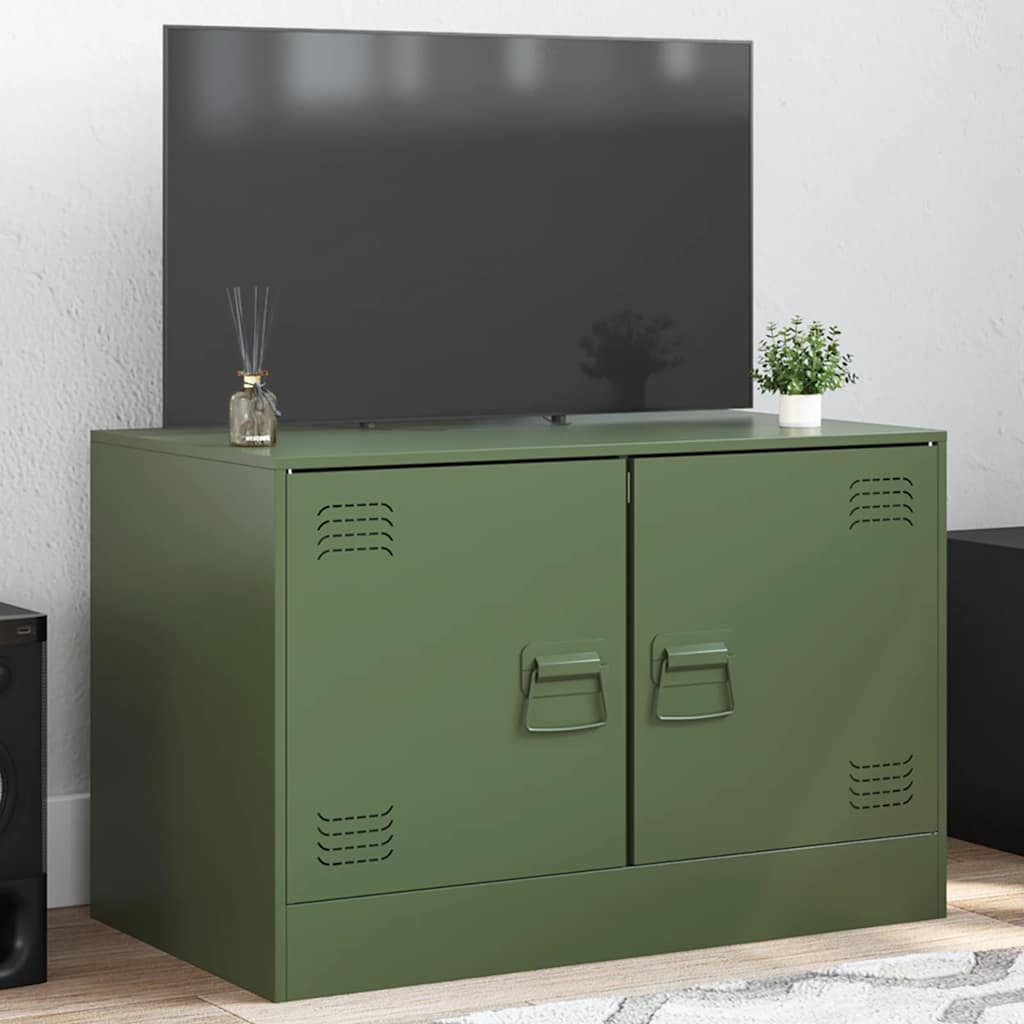 Vetonek Mueble para TV de acero verde oliva 67x39x44 cm