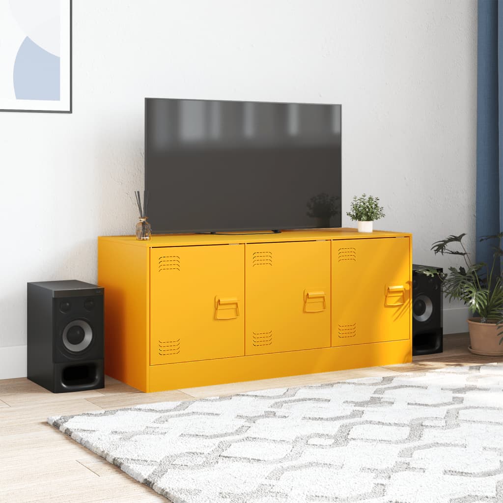 Mueble para TV de acero amarillo mostaza 99x39x44 cm