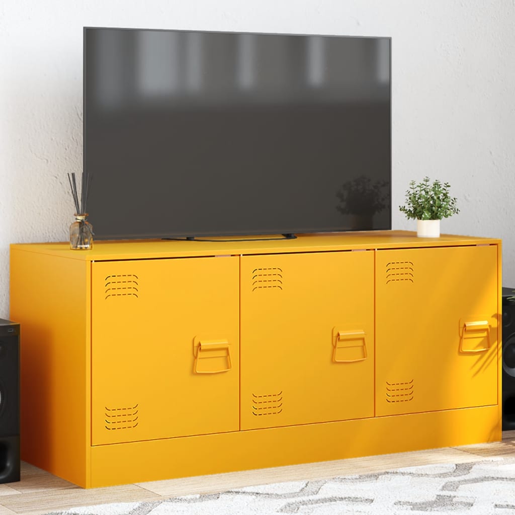 Vetonek Mueble para TV de acero amarillo mostaza 99x39x44 cm