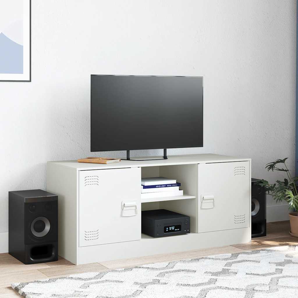 Mueble para TV de acero blanco 99x39x44 cm