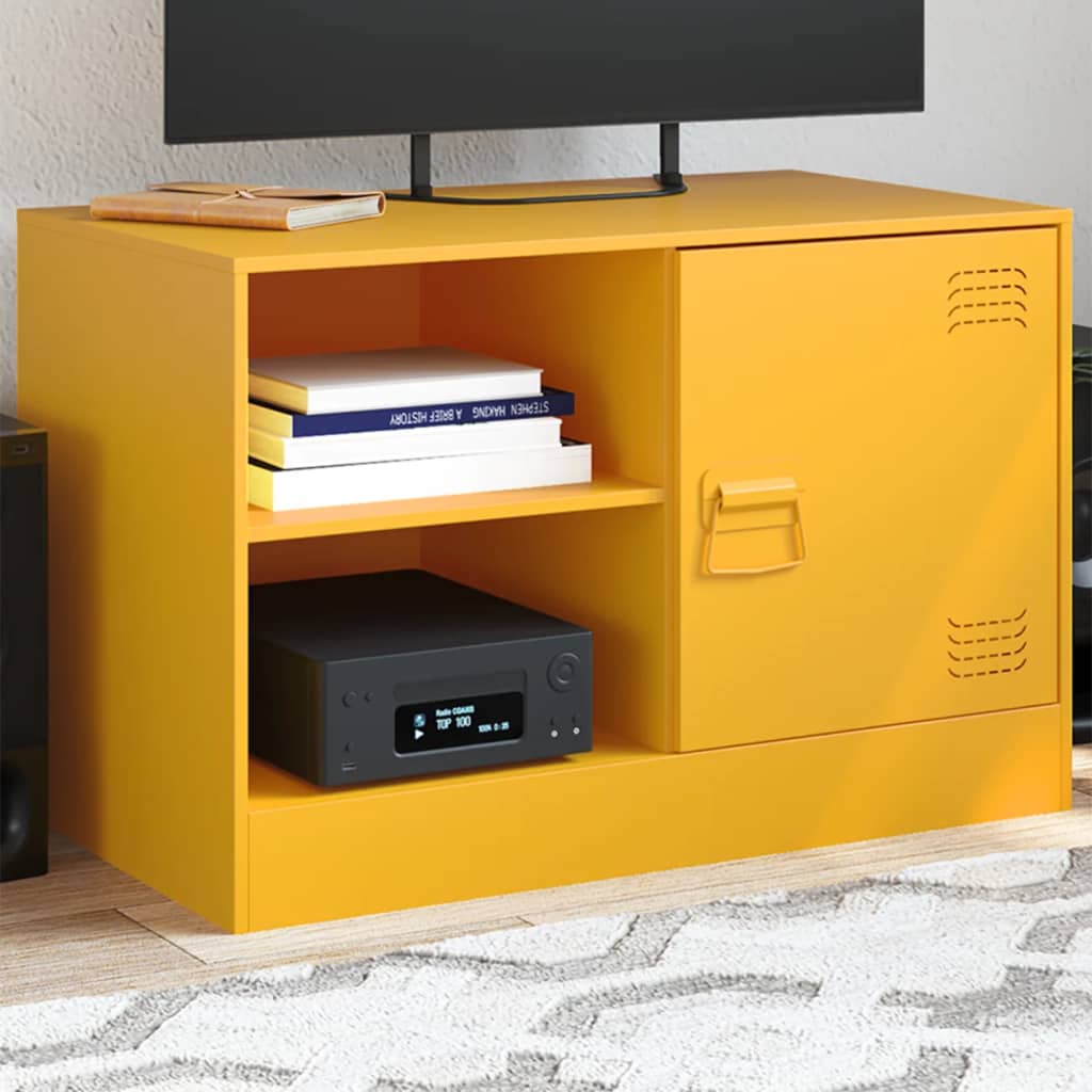 Vetonek Mueble para TV de acero amarillo mostaza 67x39x44 cm