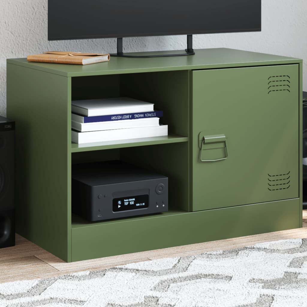 Vetonek Mueble para TV de acero verde oliva 67x39x44 cm