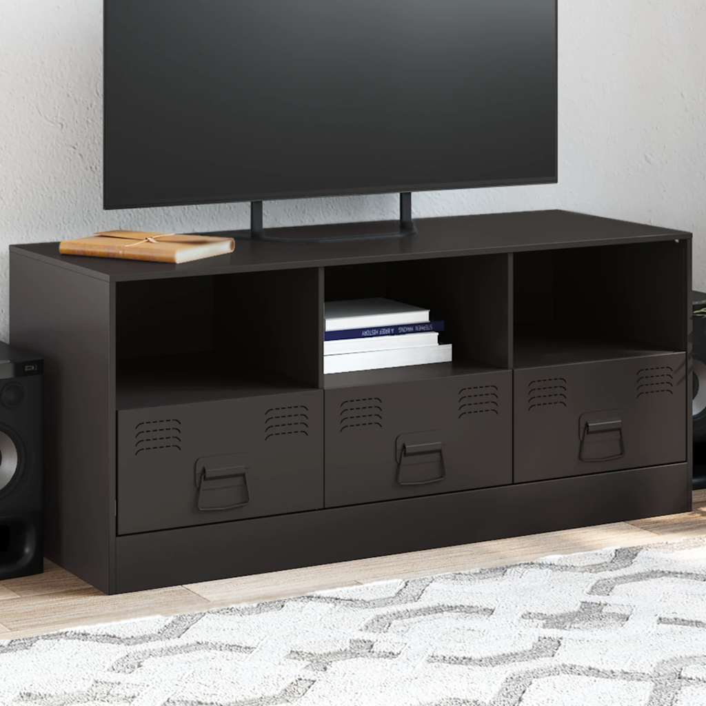 Vetonek Mueble para TV de acero negro 99x39x44 cm