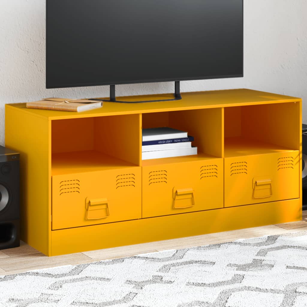 Vetonek Mueble para TV de acero amarillo mostaza 99x39x44 cm