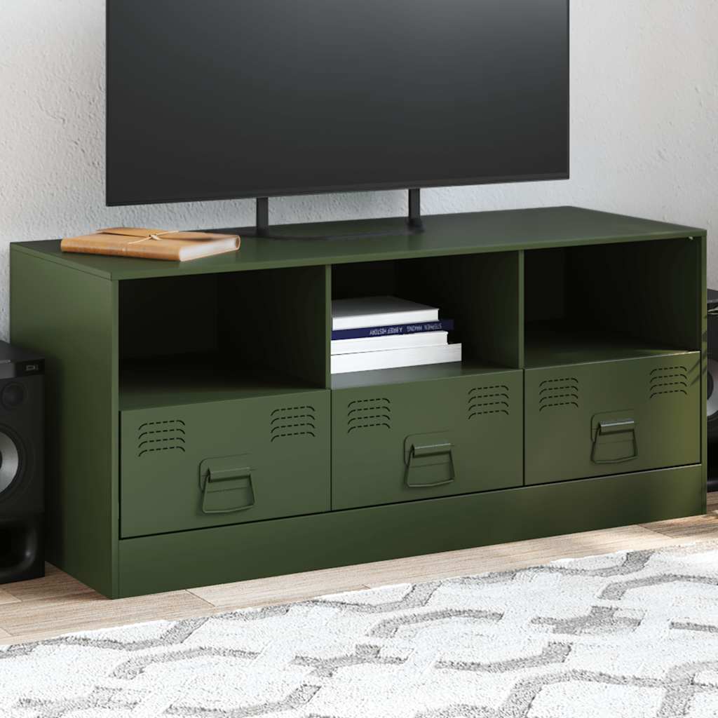 Vetonek Mueble de TV de acero verde oliva 99x39x44 cm