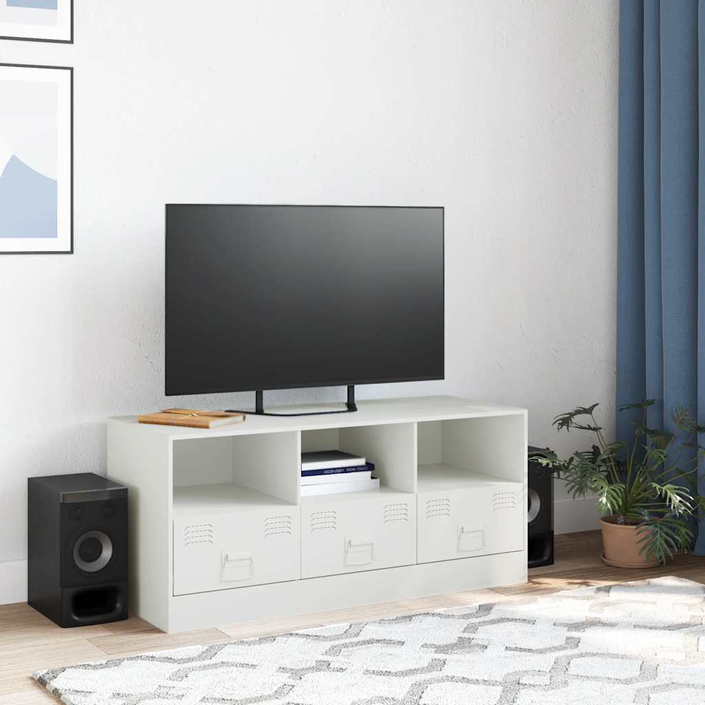 Mueble para TV de acero blanco 99x39x44 cm