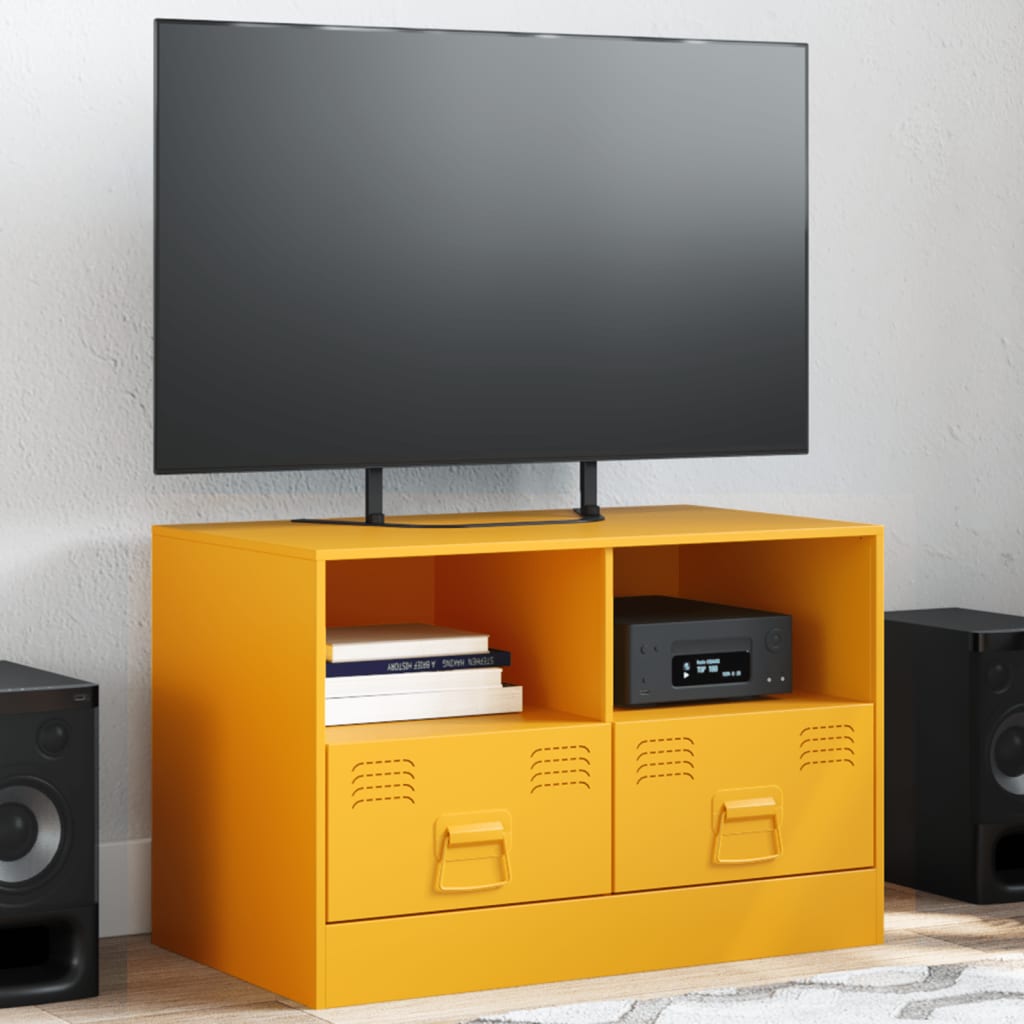 Vetonek Mueble para TV de acero amarillo mostaza 67x39x44 cm