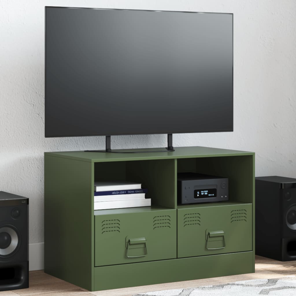 Vetonek Mueble para TV de acero verde oliva 67x39x44 cm