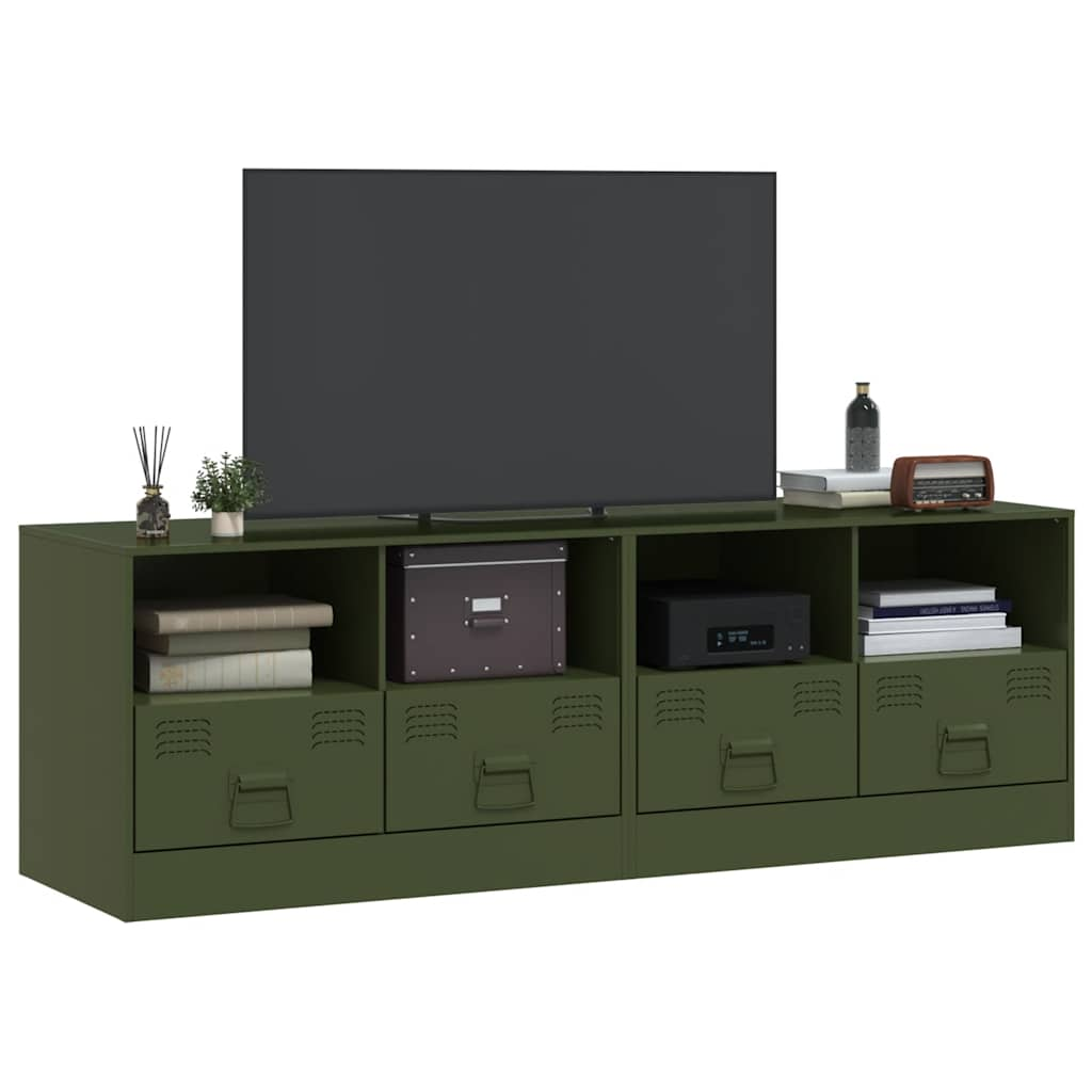 Muebles para TV 2 unidades acero verde oliva 67x39x44 cm