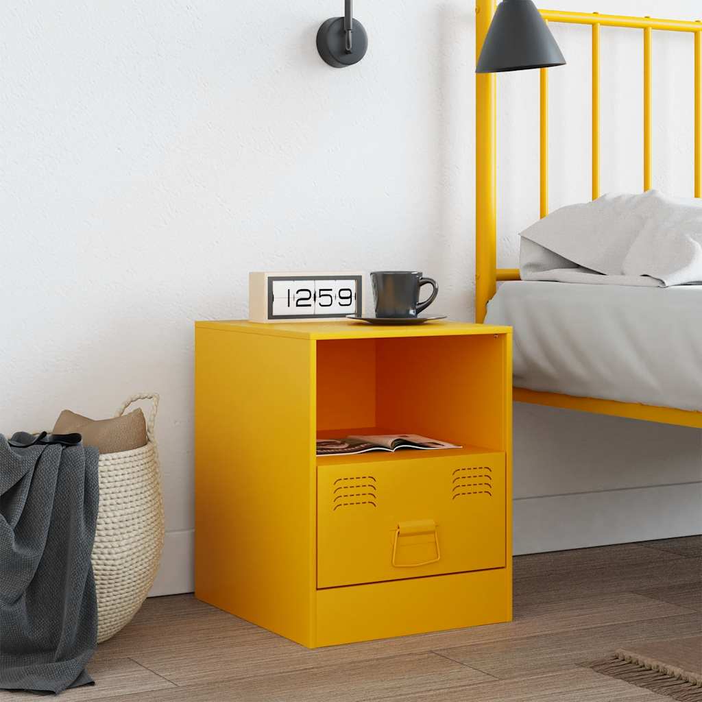 Night table Yellow steel mustard 34.5x39x44 cm