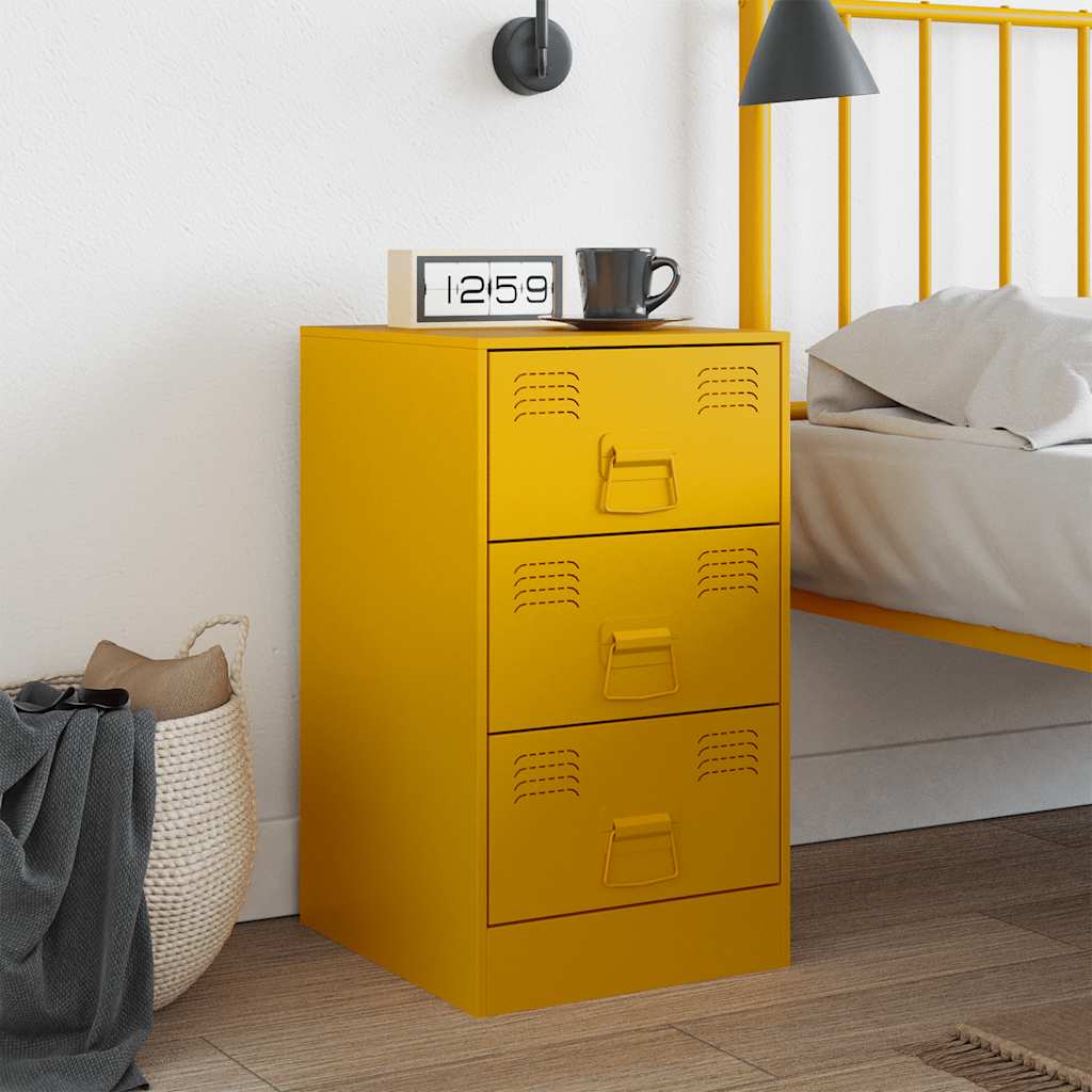 Night table Yellow steel mustard 34.5x39x62 cm