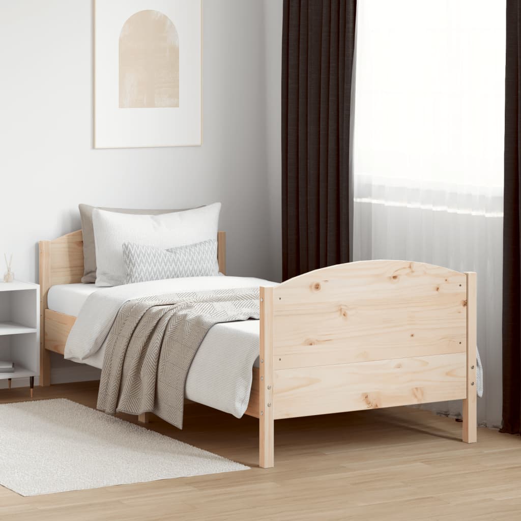 Vetonek Estructura de cama sin colchón madera maciza de pino 90x190 cm