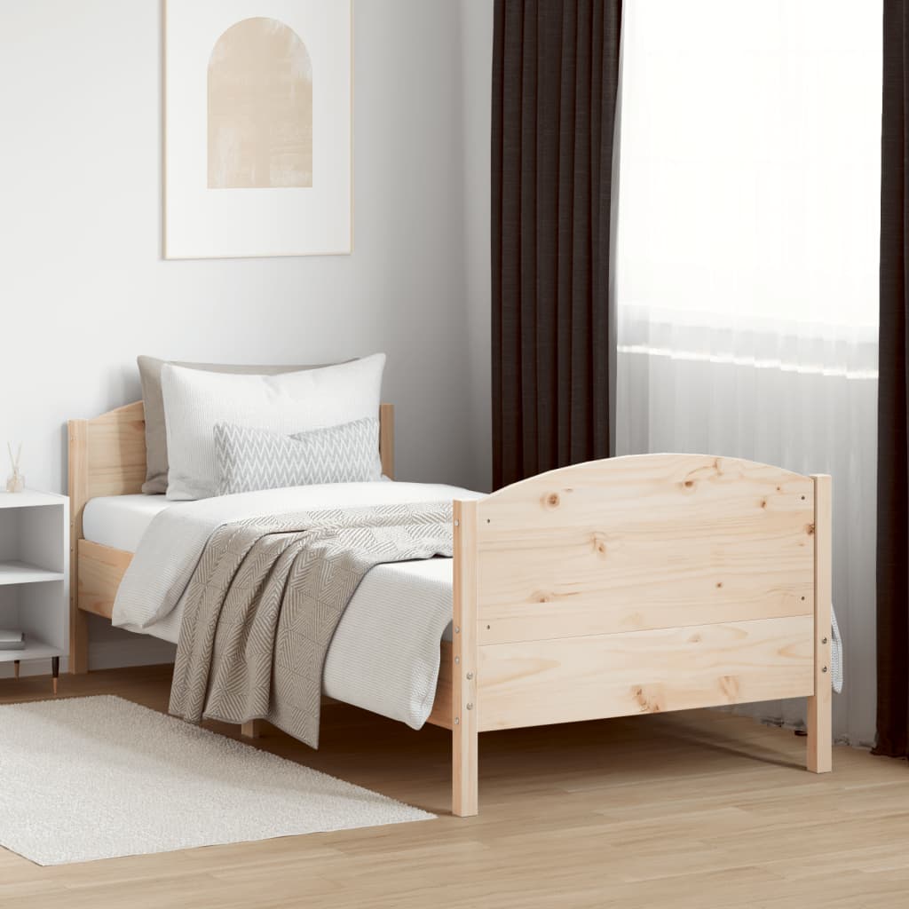 Estructura de cama sin colchón madera maciza de pino 90x190 cm v7679 Vetonek