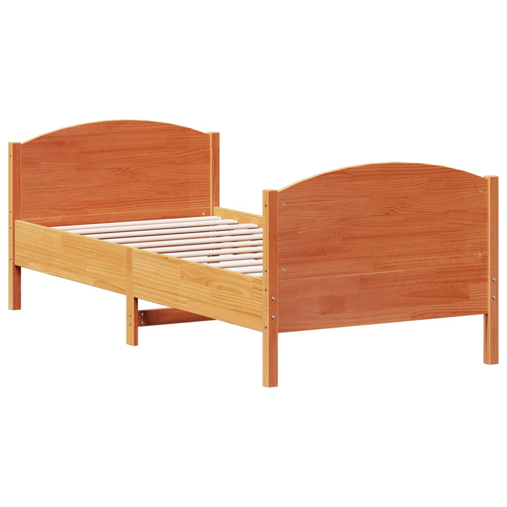 Vetonek Estructura de cama sin colchón madera maciza marrón 90x190 cm