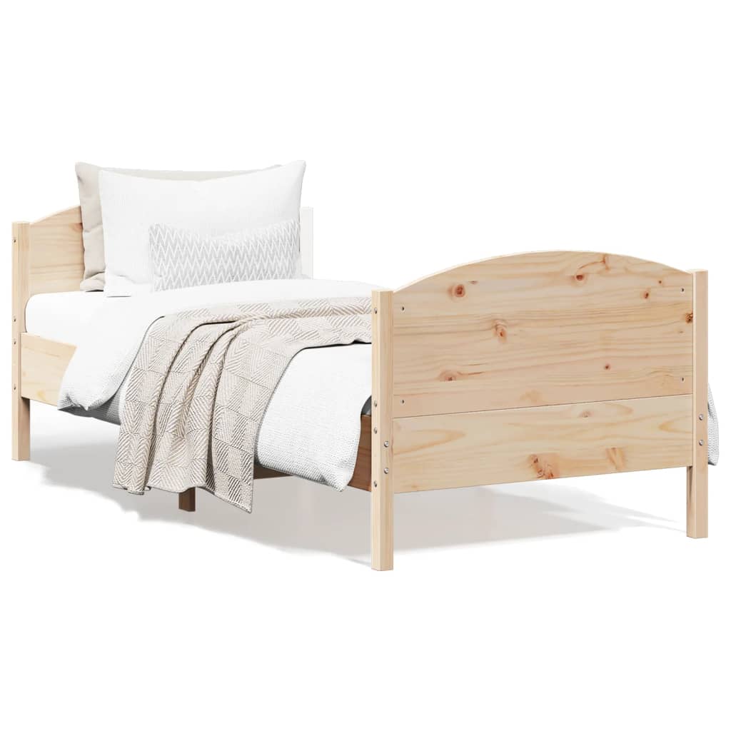 Vetonek Estructura de cama sin colchón madera maciza pino 75x190 cm