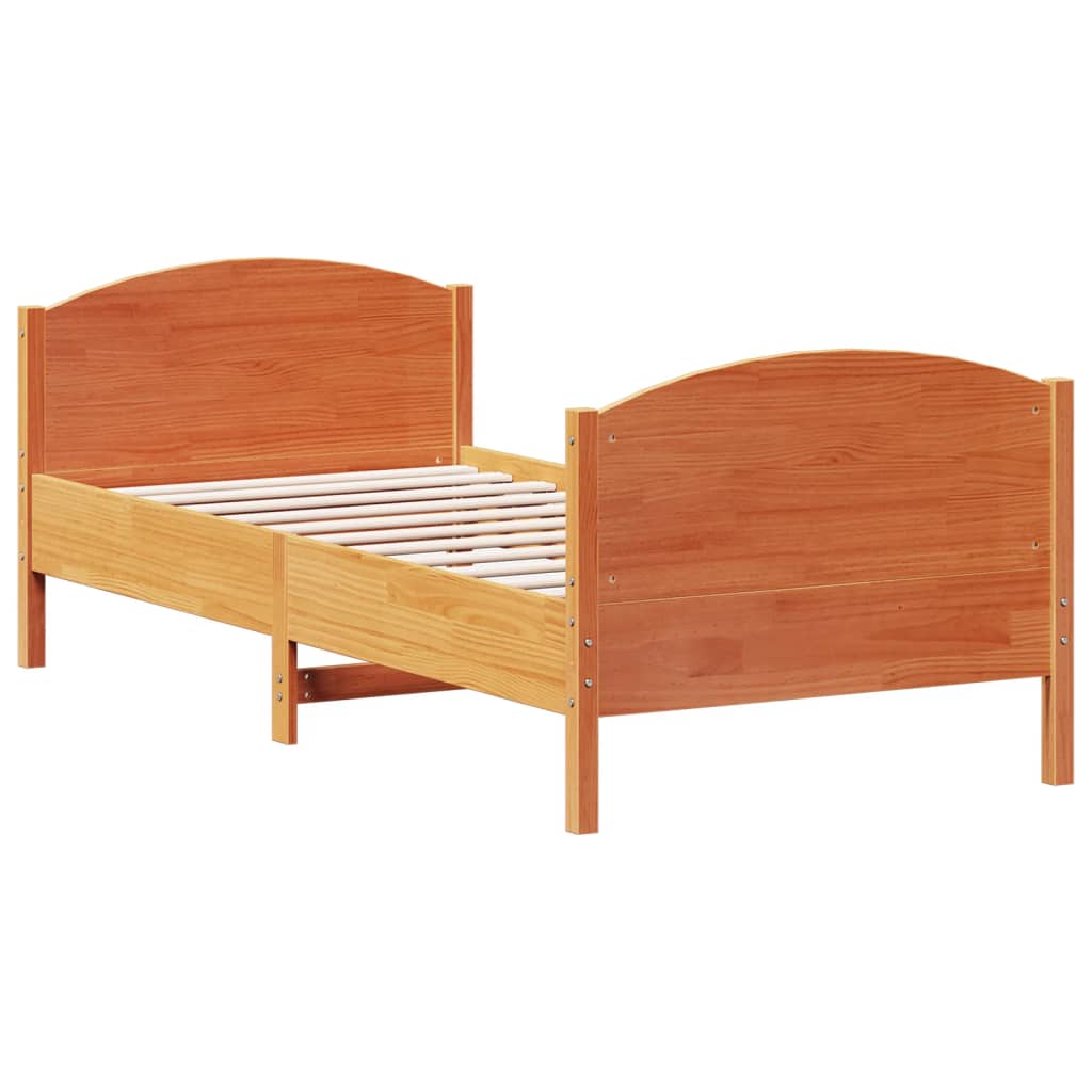 Estructura de cama sin colchón madera maciza marrón 75x190 cm v7723 - Vetonek