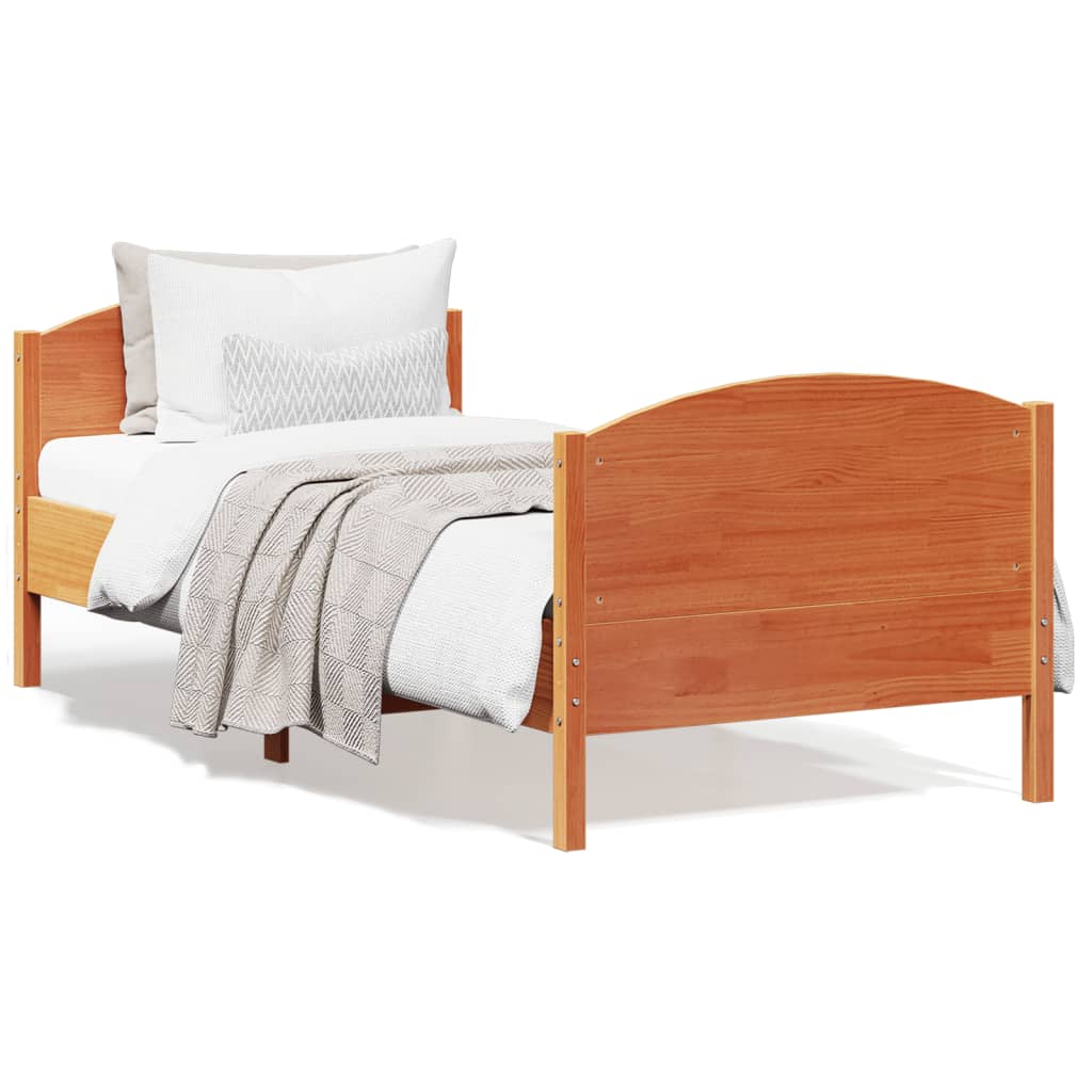 Estructura de cama sin colchón madera maciza marrón 75x190 cm v7723 Vetonek