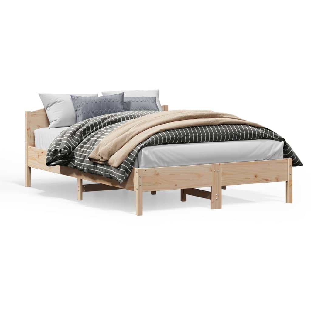 Vetonek Estructura de cama sin colchón madera de pino blanca 140x200 cm