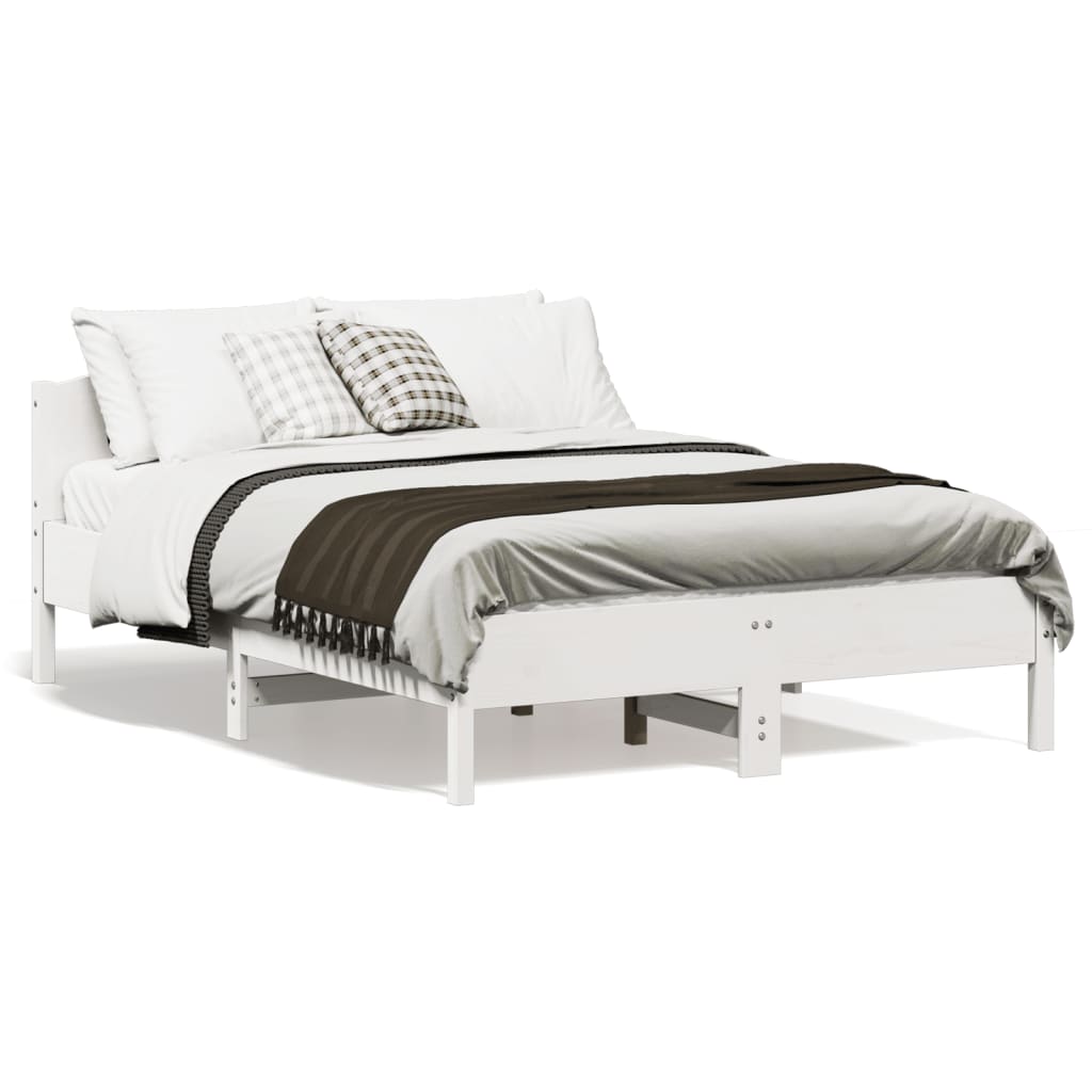 Vetonek Estructura de cama sin colchón madera de pino blanca 140x190 cm