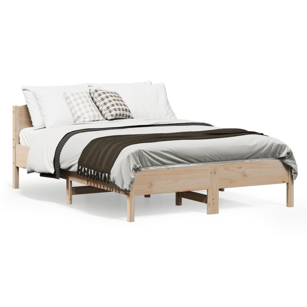 Vetonek Estructura de cama sin colchón madera maciza de pino 135x190 cm