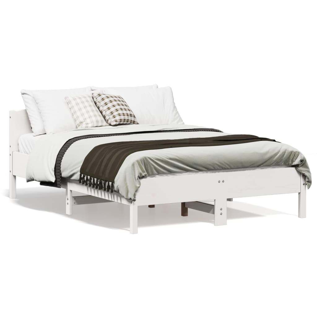 Vetonek Estructura de cama sin colchón madera maciza blanca 120x190 cm